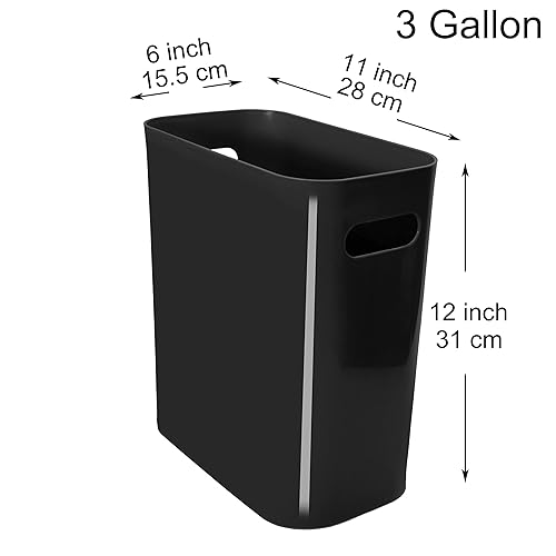 Miniatura 2 de Youngever Paquete de 2 cubos de basura delgados de 3 galones, contenedor de basura de plástico, cubo de basura con asas para oficina en casa, sala
