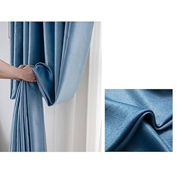 青色カーテン様 Amazon｜[ADSNS] カーテン 1級遮光 ドレープカーテン おしゃれ