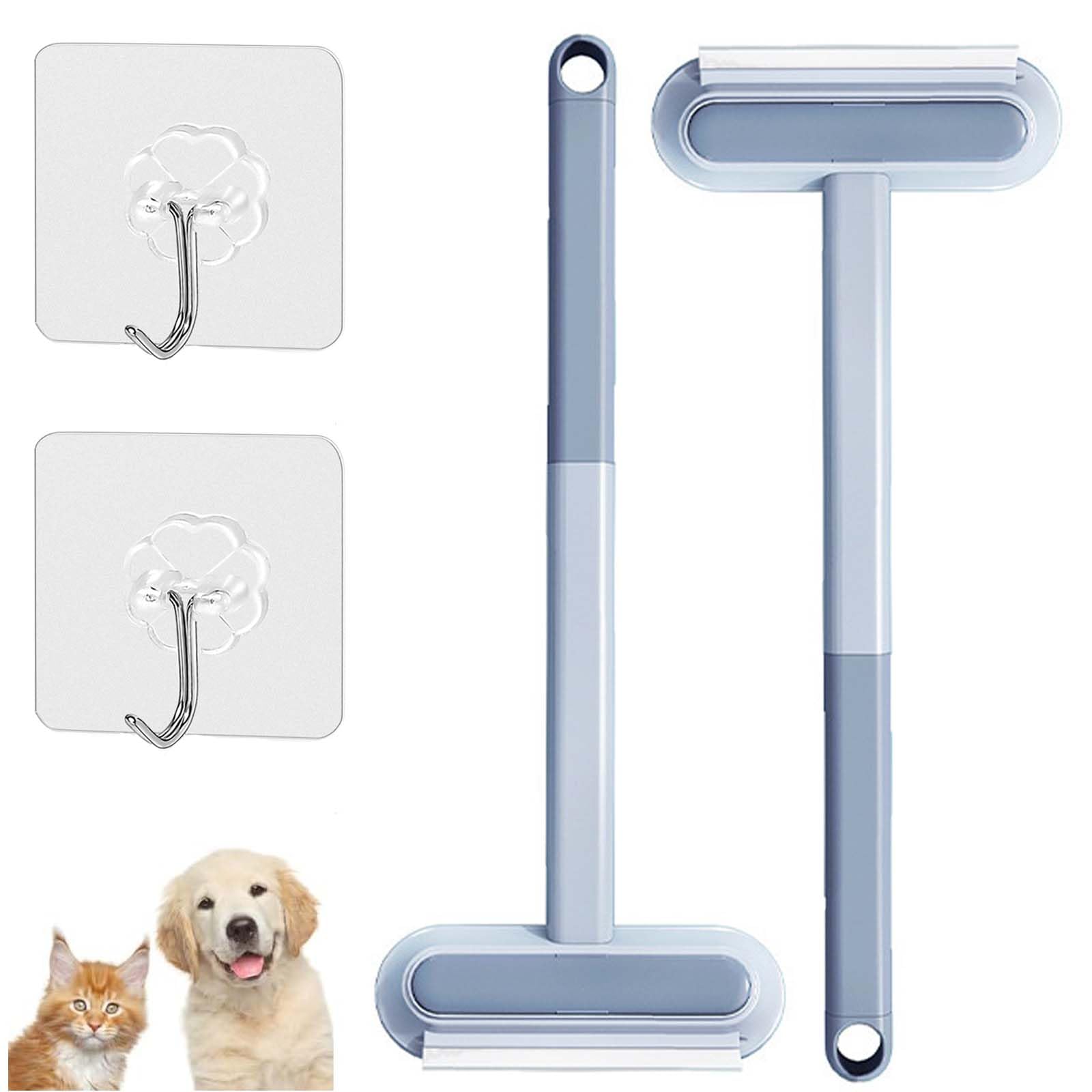 2 Pièces Brosse Anti Poils Animaux 4 en 1, Pet Hair Remover Livré avec 2 Crochets, Réutilisable Brosse Tapis, Brosse Vetement Anti Poils pour Canapé,Tapis, Vêtements, Literie (Bleu)