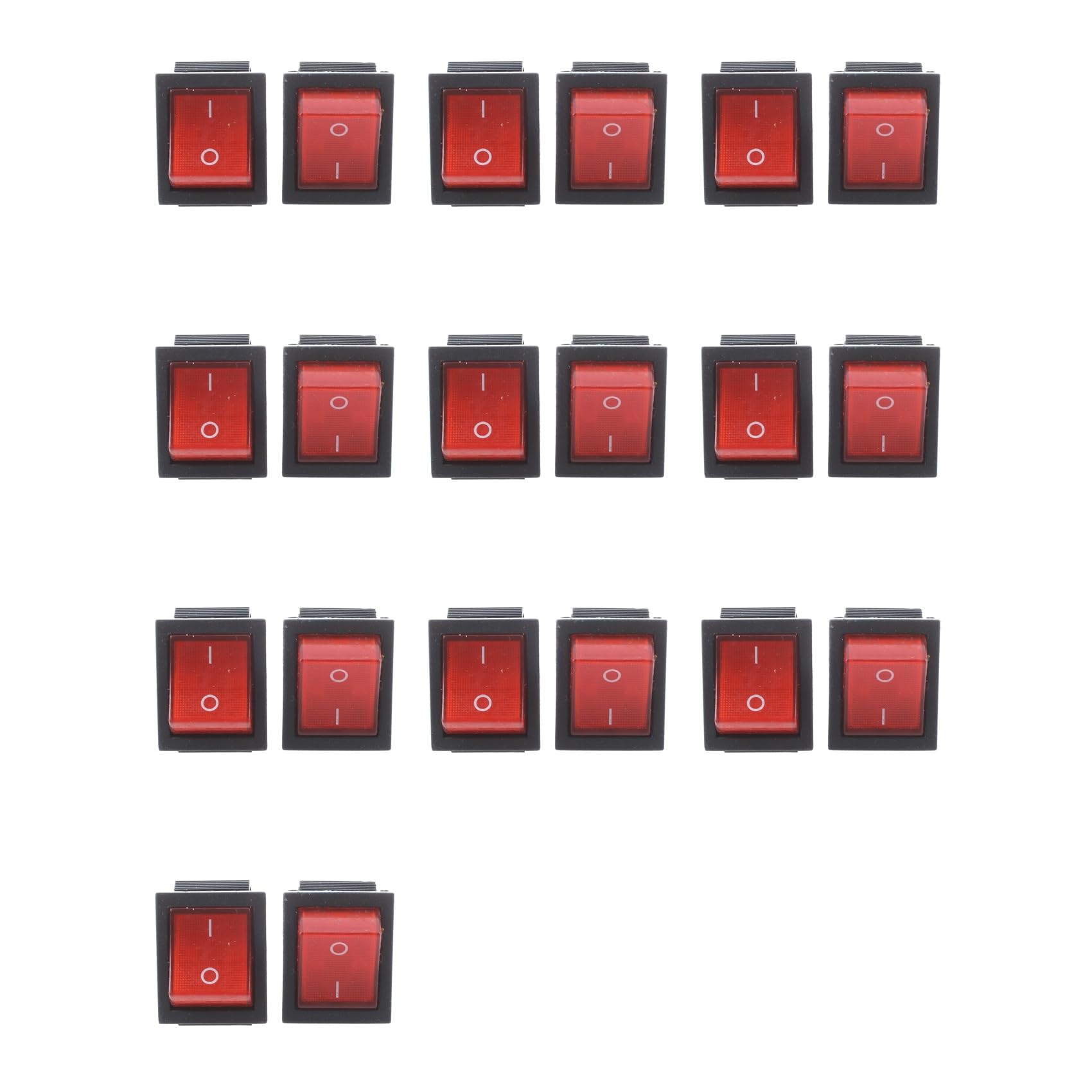 Jnchdghwa As Shown 16A/250Vac 20A/125Vac Red Indicator Light 4 Pin On/Off Dpst Rocker Switch 20 Pcs