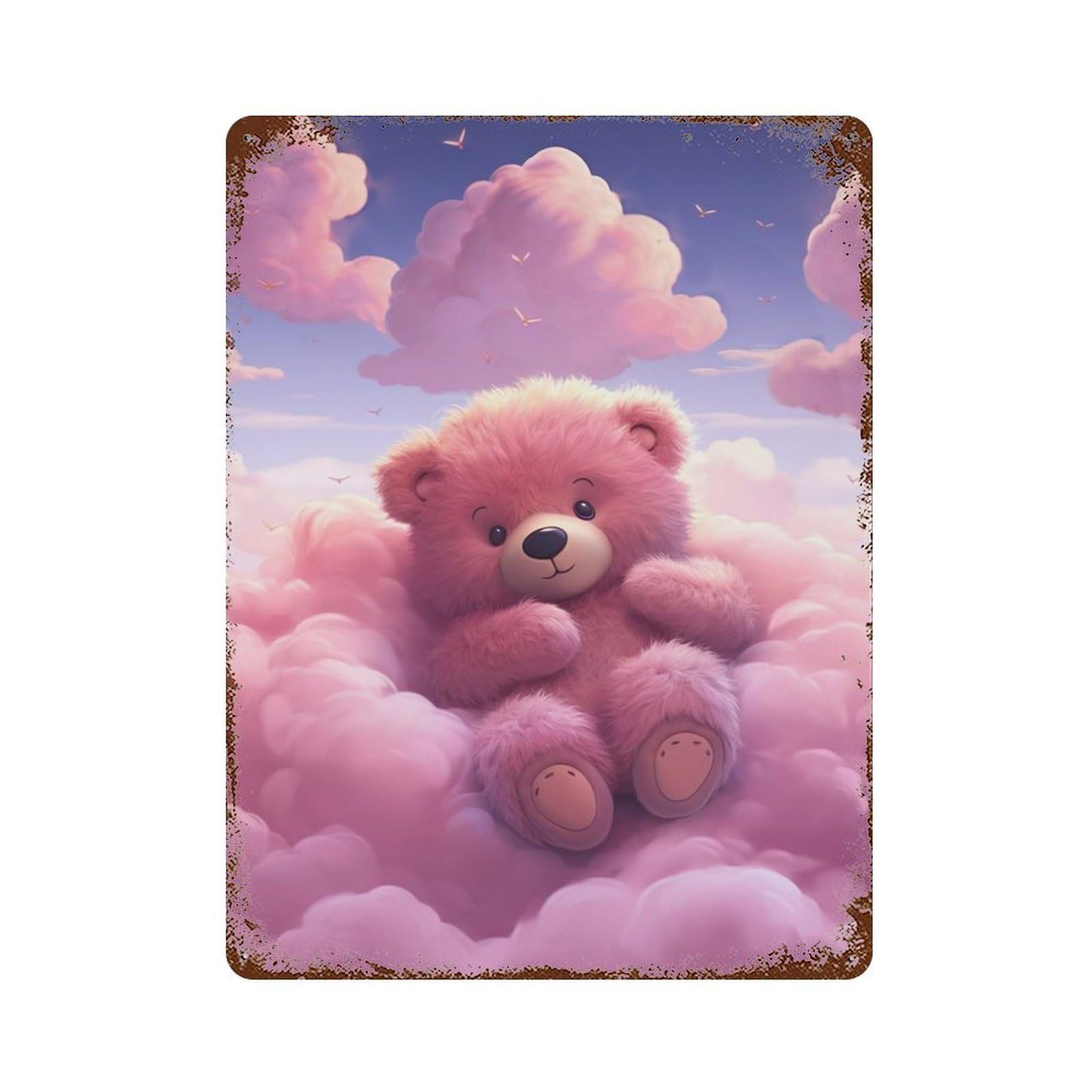 Retro Metal Sign with Teddy Bear Dreamland Design 15.7"x11.8", for Pub, Kitchen And Man Cave Decor, Rustic Home Decor