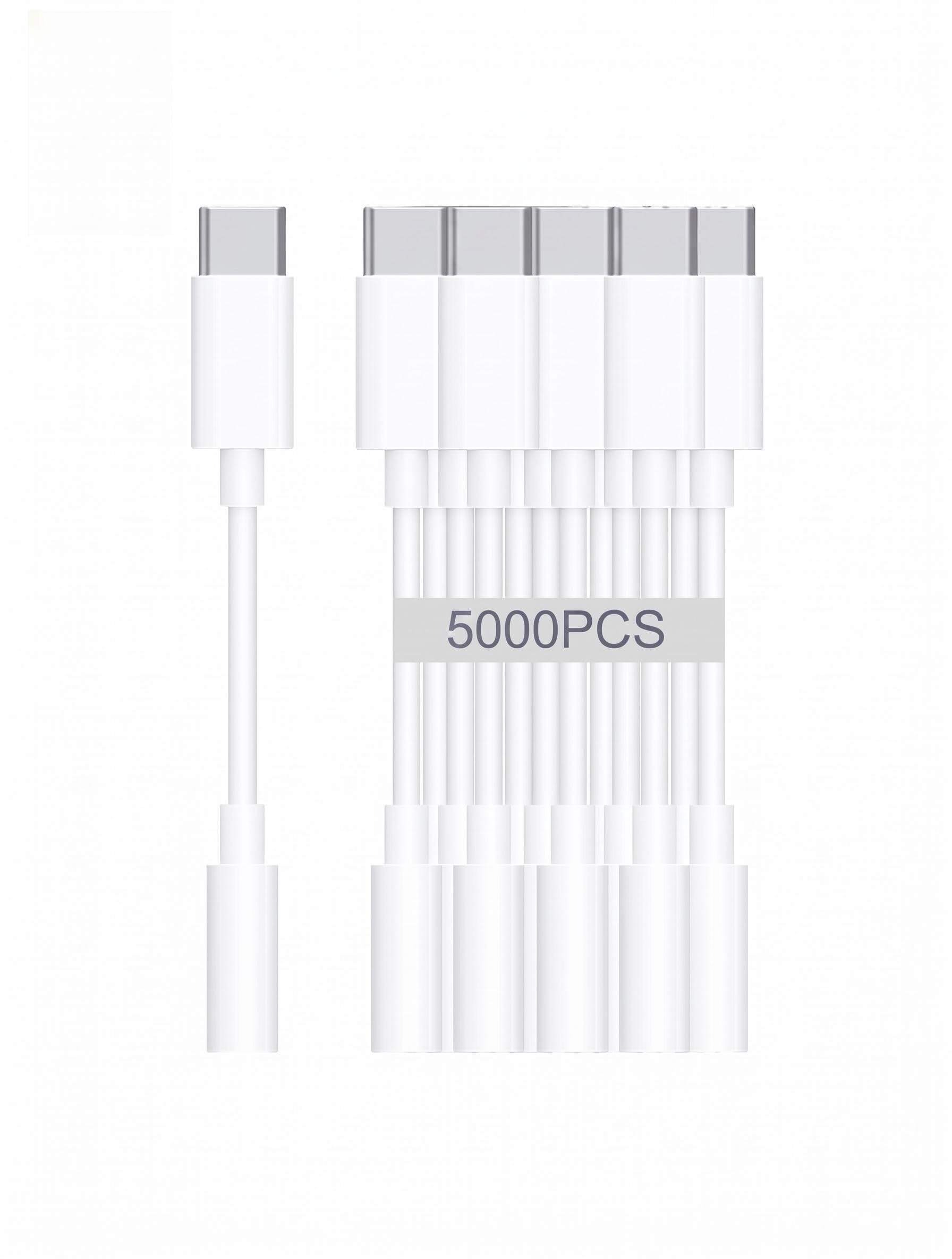 USB-C to 3.5mm Audio Headphone Adapter - HiFi 5000 Pack Compatible with Apple iPhone 17 16 15 Samsung Galaxy S25 S24 S23 S22 S21 Plus Pro Max Ultra Pixel iPad - Type C to Aux Cord Jack Dongle Adapter