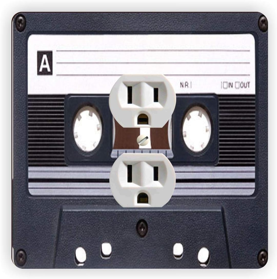 Cassette Tape - Black - Outlet Plate Cover - Outlet Cover