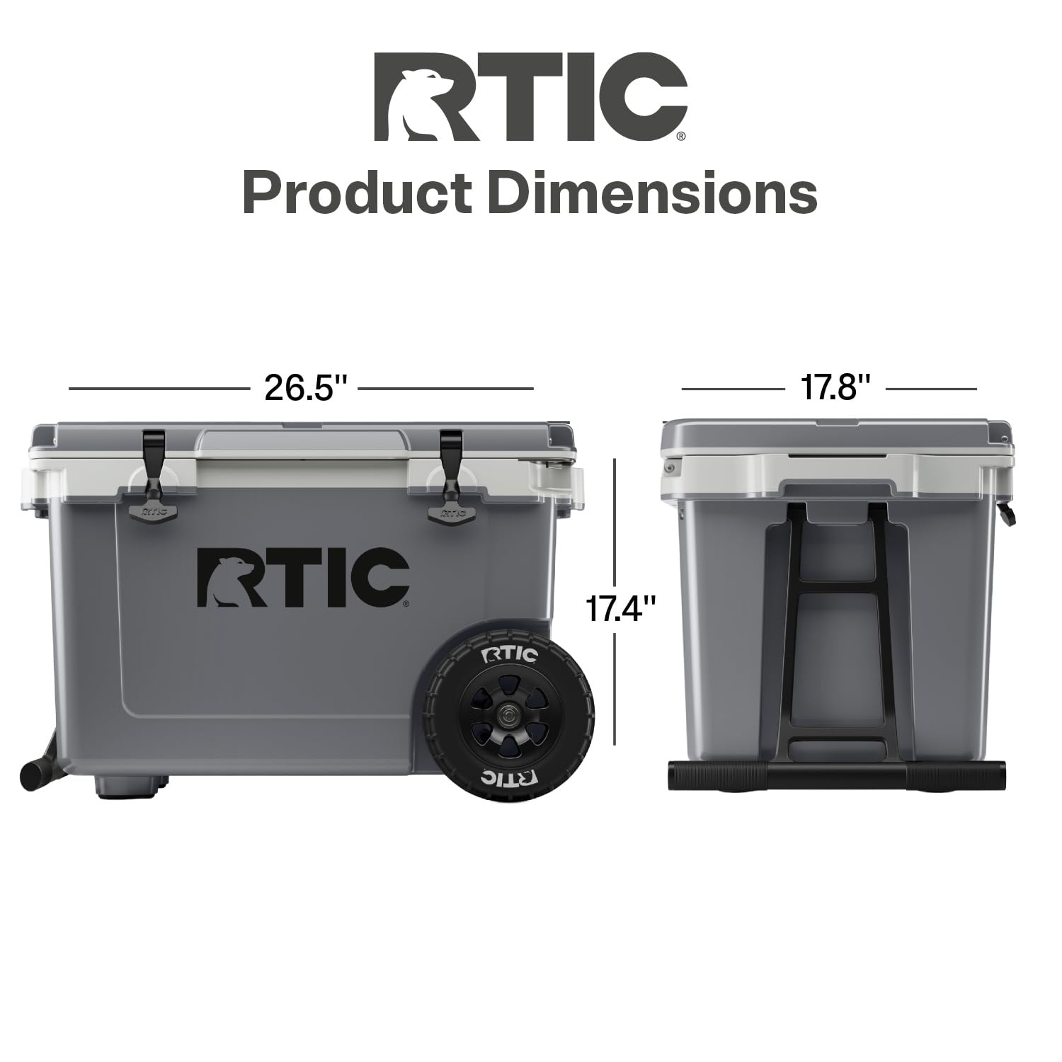 RTIC Contenitore per il ghiaccio portatile con ruote, ultra leggero, isolato, per spiaggia, bevande, bevande, campeggio, picnic, pesca, barca, 30% più leggero rispetto ai refrigeratori rotomolded