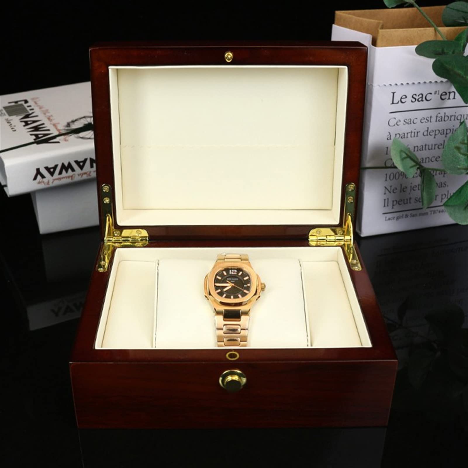 Watch Box Single Watch Box Luxury Watch Display Hülle Schmuck Organizer Aufbewahrungsbox für Ringe Armband Uhren Display Uhren Organizer für Aufbewahrung und Anzeige Times