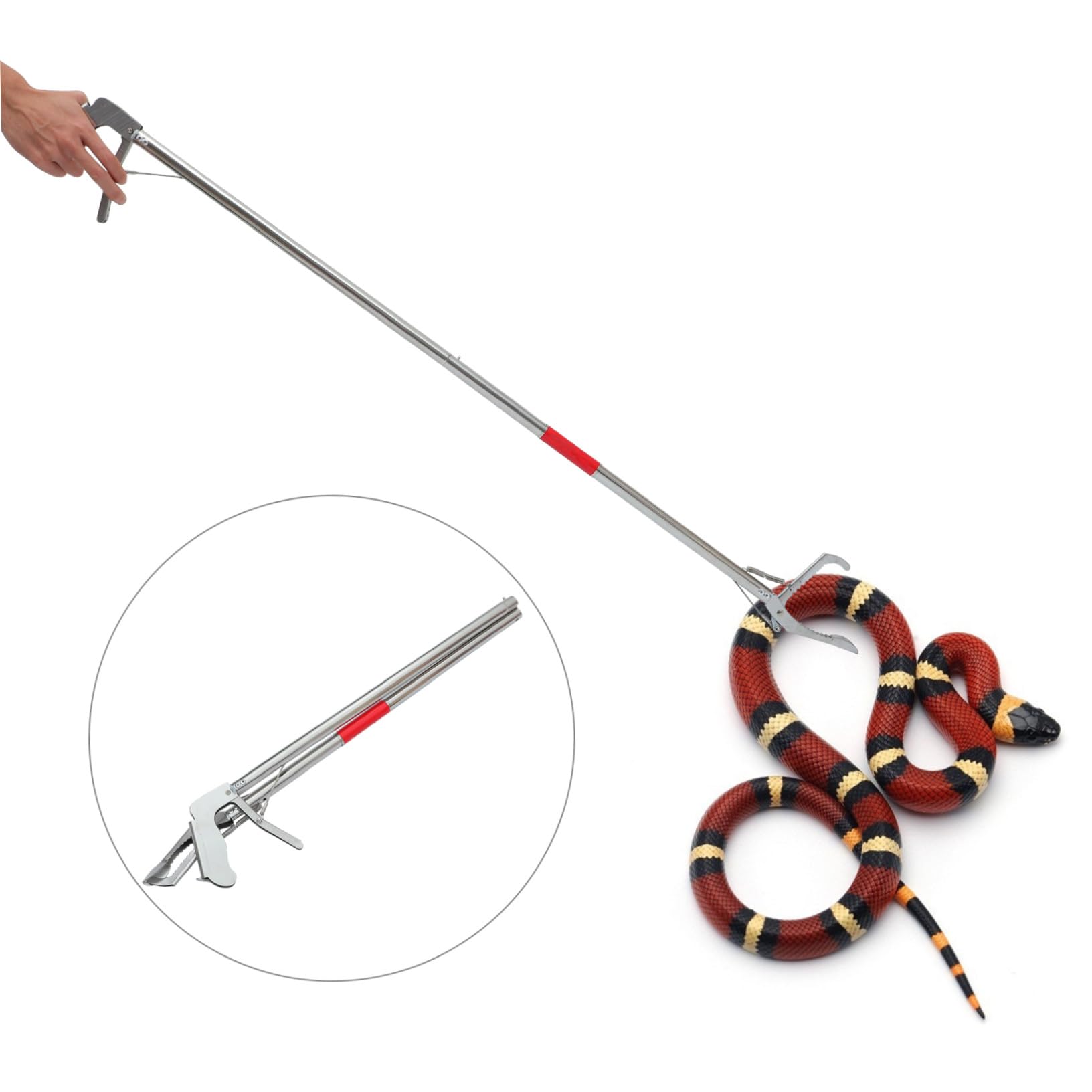SUPVOX Pinza de Captura para Serpientes de Acero Inoxidable, Plegable y Ligera, Cierre Práctico, Uso en Jardín y Montaña,