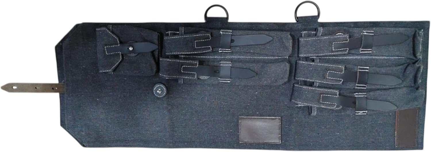 Canvas & Leather German WWII MP 40/MP40 Carry Case for MP40 Schmeisser With Push Lock Closure & Individual Compartments for MP 40/MP40 - Grey