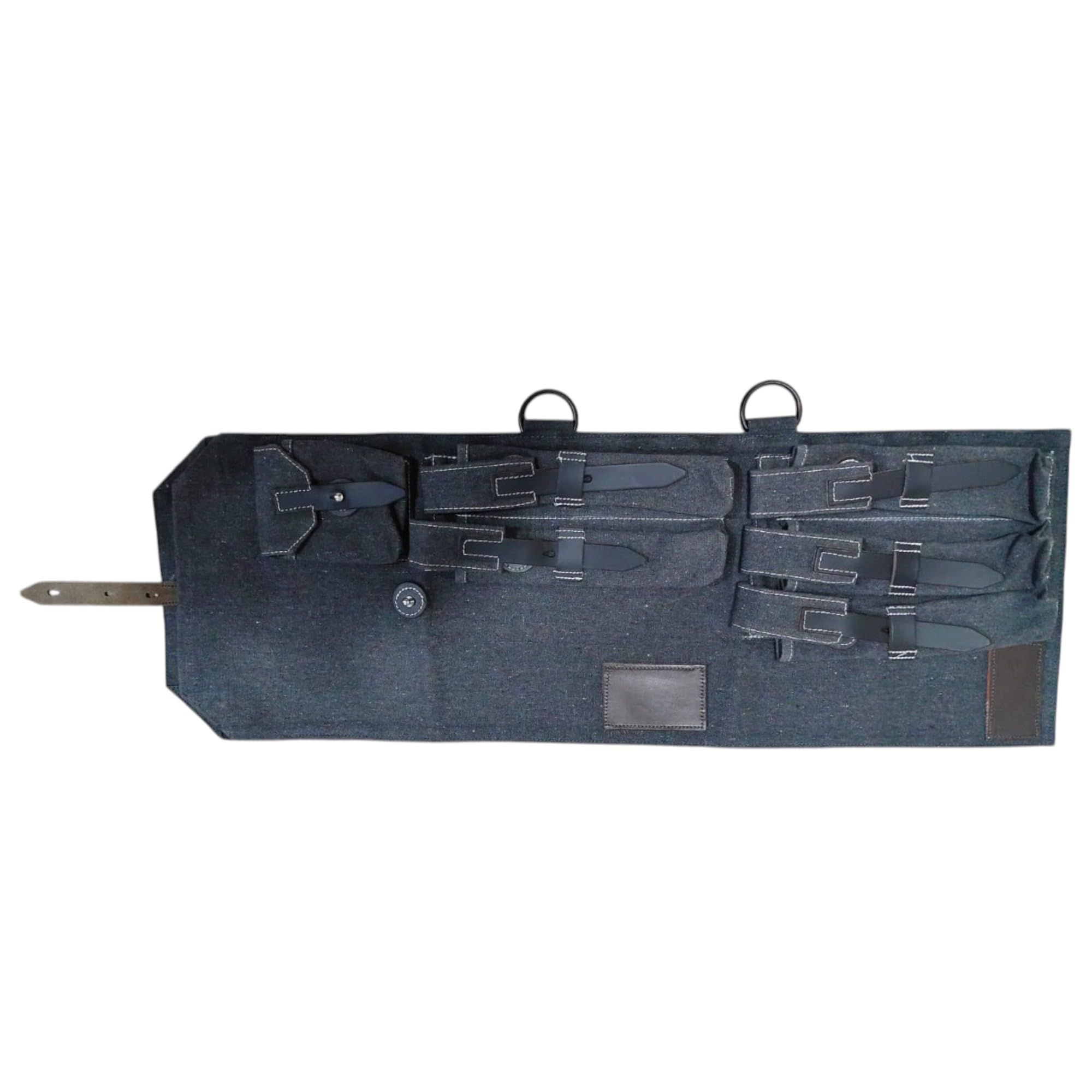 Canvas & Leather German WWII MP 40/MP40 Carry Case for MP40 Schmeisser With Push Lock Closure & Individual Compartments for MP 40/MP40 - Grey