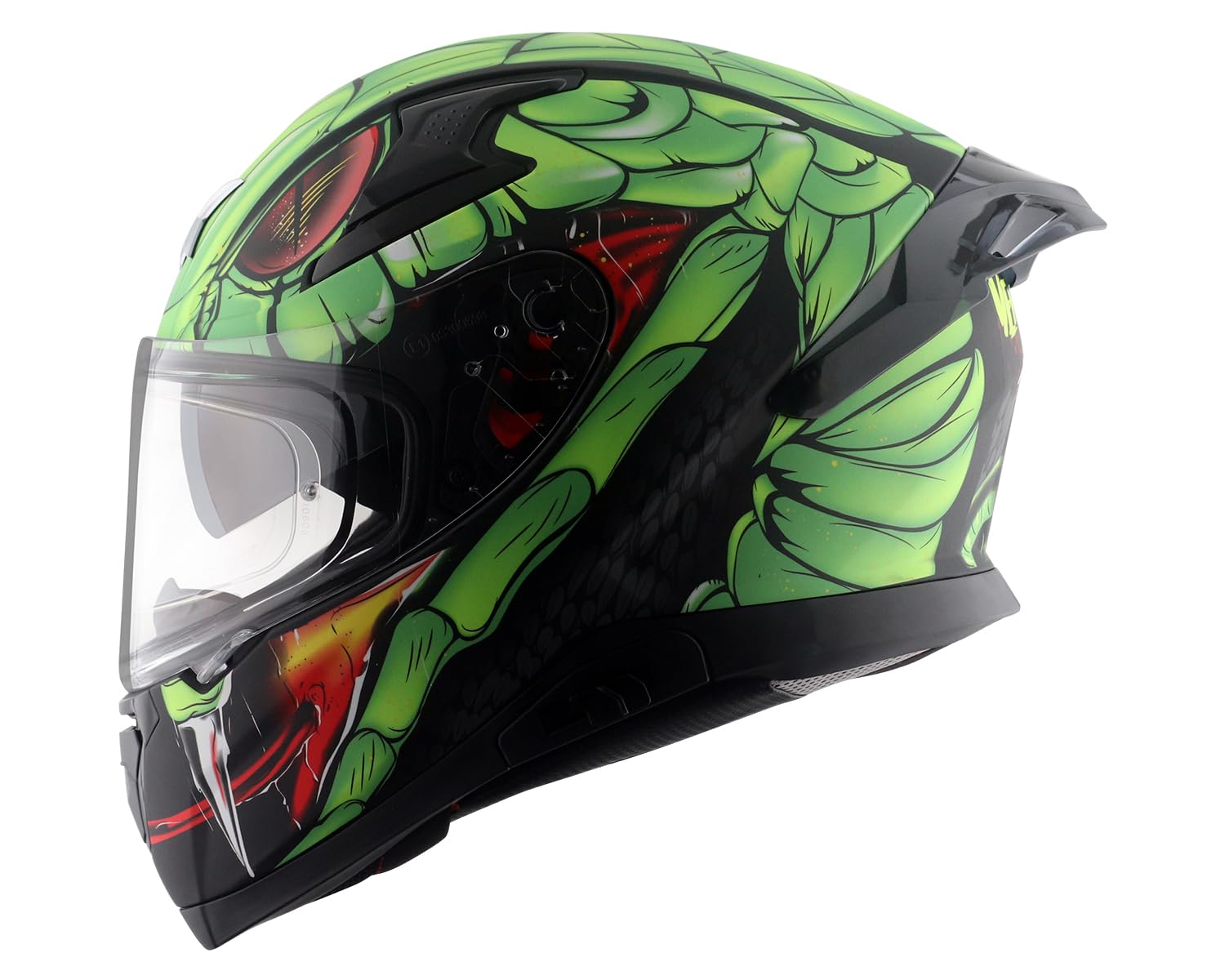 Axor Apex Venomous ISI ECE DOT Certified Full Face Dual Visor Helmet for Men and Women with Pinlock Fitted Outer Clear Visor and Inner Smoke Sun Visor Dull Black Neon Green(L)