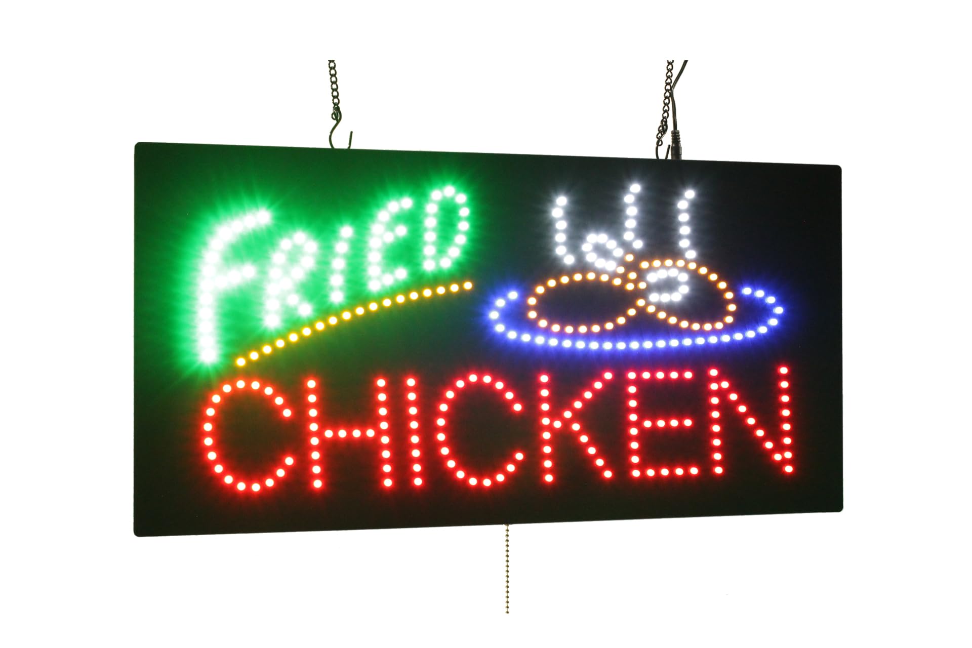Fried Chicken Sign, 24"x12", 60x30cm, TOPKING, LED, Neon, Florescent, Signage, Signboard, Display, Billboard, Screen, Grand Opening, Gift