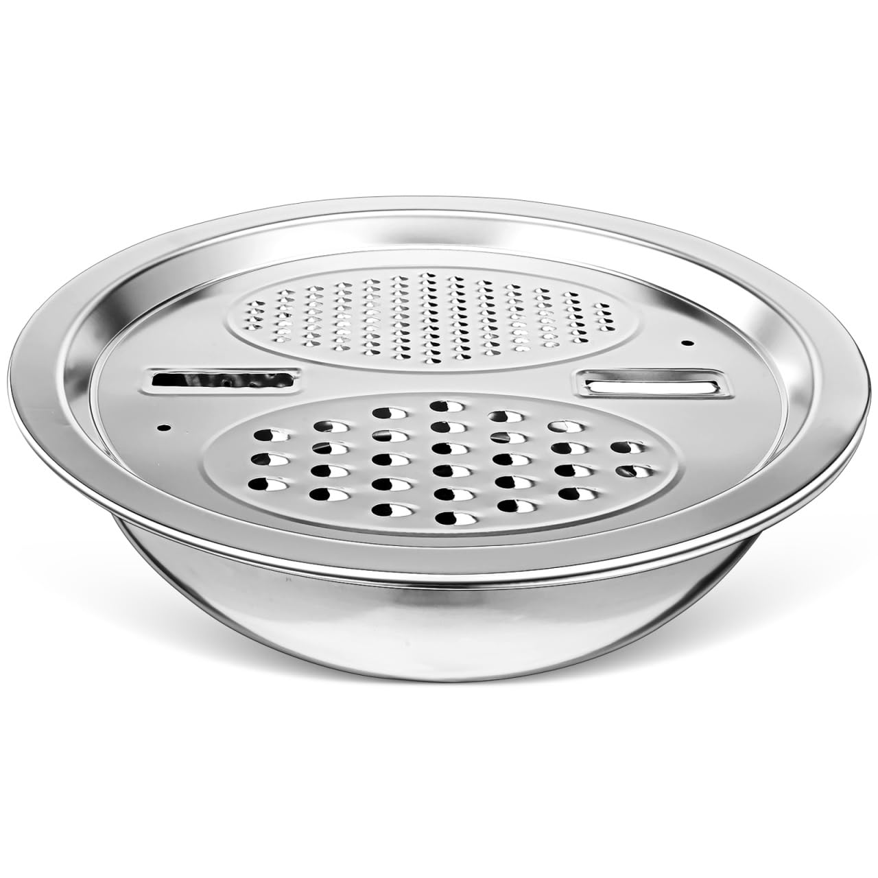 Ciieeo Bassine Inox Multifonction avec Passoire Égouttoir pour Fruits et Légumes Bol de Lavage et Panier de Stockage Alimentaire Évier de Cuisine Pratique et Facile à Nettoyer