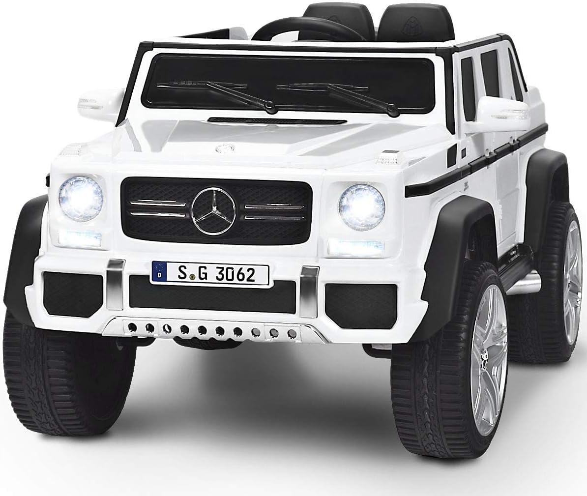 HOMGX 12V Battery Mercedes Maybach Authorized Children's Car G650-S, Children's Electric Car w/Remote Control, LED Lights, Music, Battery Powered Electric Car for Boys & Girls (White)