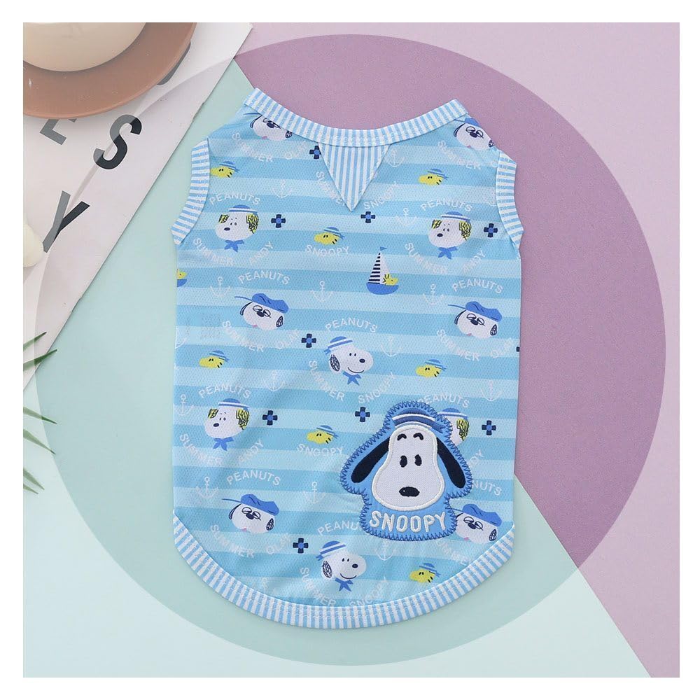 Kaiyatxly ペット服 犬服 Tシャツ 春夏 袖なし 通気性メッシュ 冷感ベスト タンクトップ ペットウェア ドッグウェア 可愛い スヌーピー 犬の服 パジャマ 犬猫洋服 柔らかい 綿製 人気 仮装 ファッション 小型 中型犬服 猫服 (M) - 4
