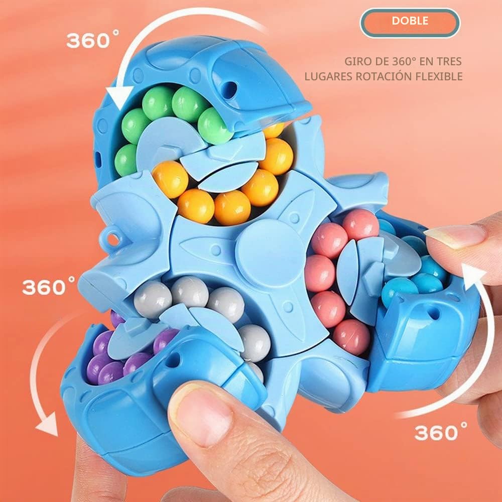 Set 2 en 1 Magic Bean - Juego de Habilidad-IQ Game-Magic Cube- Aliviar el estrés y Reducir la ansiedad Regalos navideños para Adultos y niños (Azul+Azul)