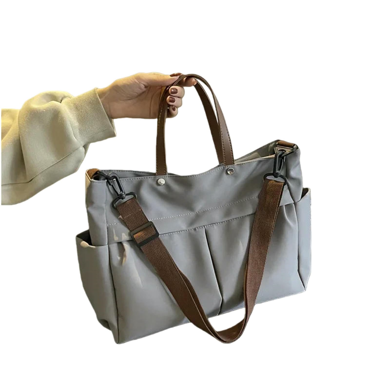 Sac a main femme grand format en nylon gris pour ordinateur