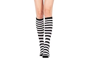 Black and White Striped Casual Knee High Socks