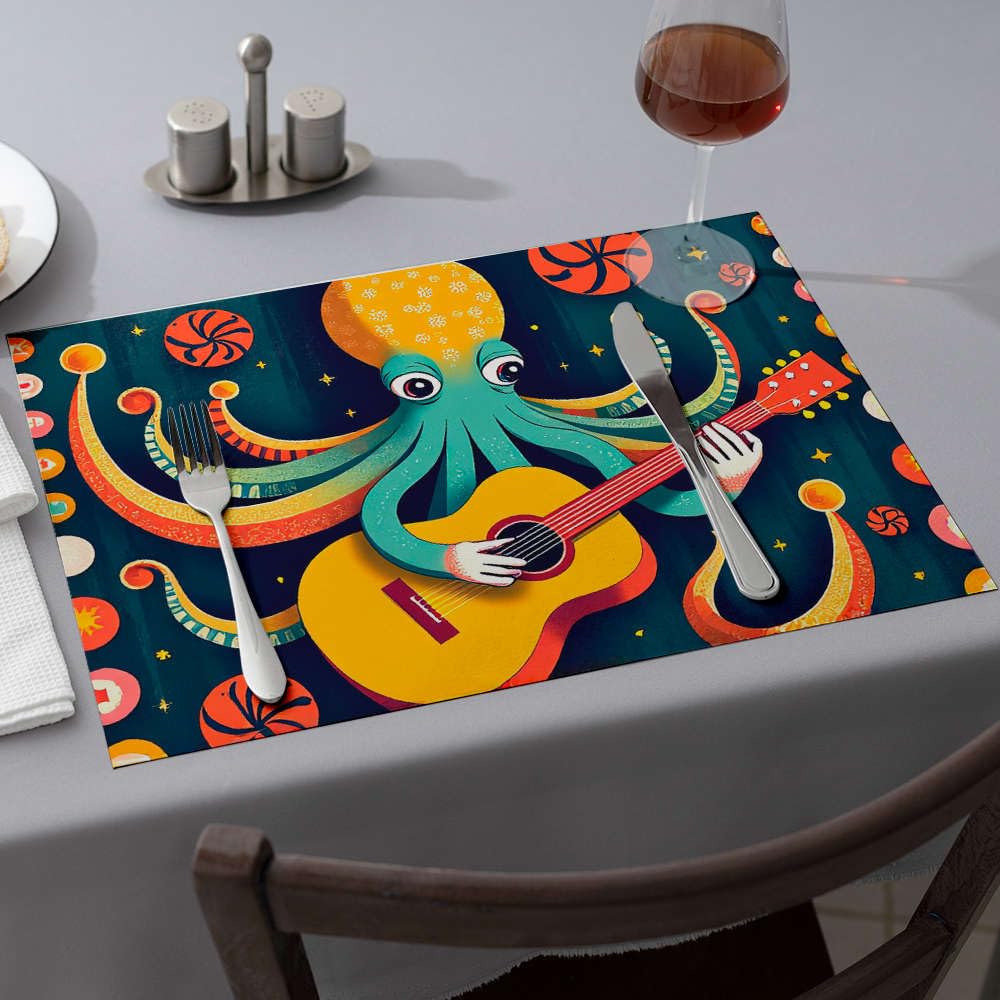 Décorations de fête occidentales pour table enfantine avec sets de table pieuvre guitare