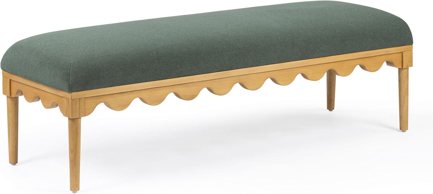 Tov Furniture Oodle Green Vegan Mohair Bench