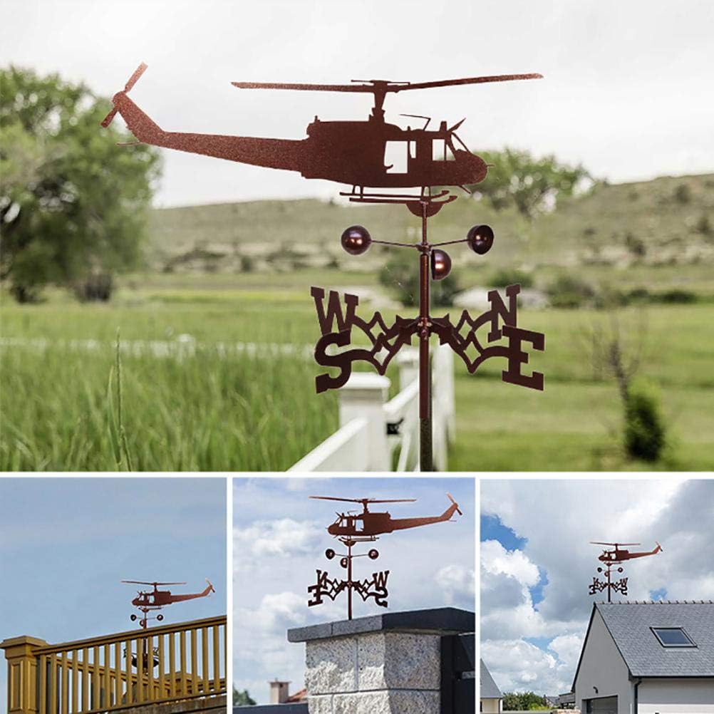 Stainless Steel Helicopter Weathervane, 50X35CM Retro Scene Garden Stake Weathervane Professional Measuring Tools, Resistant and Durable