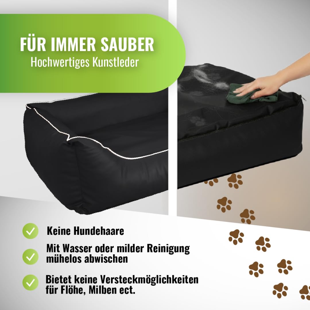 Cama para perros CopcoPet Rocco 2 en 1, impermeable y de piel sintética, con colchón de plástico para perros con espuma de copos o espuma viscoelástica ortopédica
