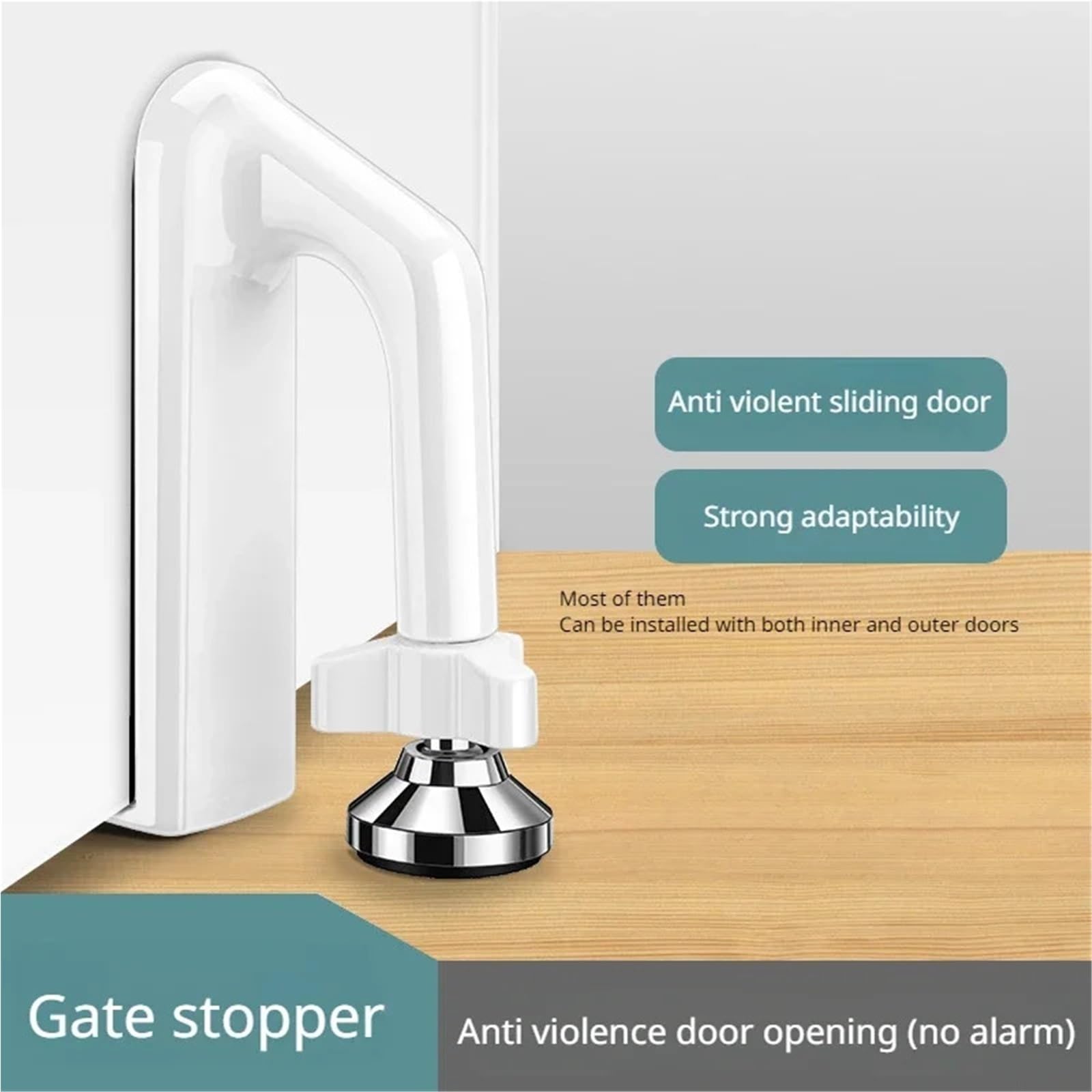 Tope Para Puerta Con Alarma Alarma de bloqueo tope puerta cuña(WHITE)