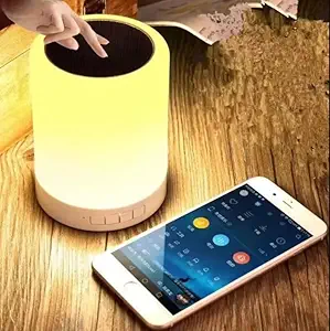 TECORE Portable Night Light Bluetooth Speaker with Touch Sensor | LED Multi-Color Bedside Lamp | Wireless Speaker with Micro SD, AUX, Hands-Free Calling | Dimmable Lighting for Bedroom & Kids Room