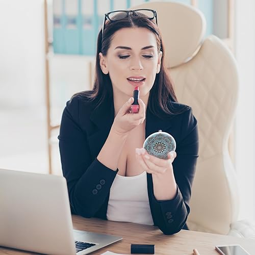 Miniatura 7 de Geetery Espejo compacto de pintura de diamante, diseño de mandala, espejo de bolsillo, portátil, mini plegable, de mano, con aumento, kit de arte de