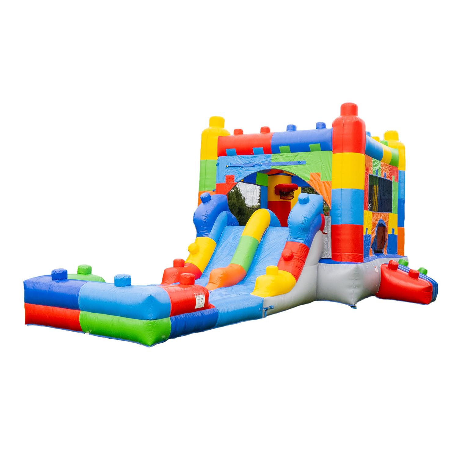 Photo 1 of HeroKiddo 14’x26’x12' Block Party Bounce House with Dual Lane Slide; 100% Commercial Grade PVC Vinyl, with Basketball Hoop and Blower, Wet/Dry Fun for All Ages, Large Mesh Window for Easy Supervision