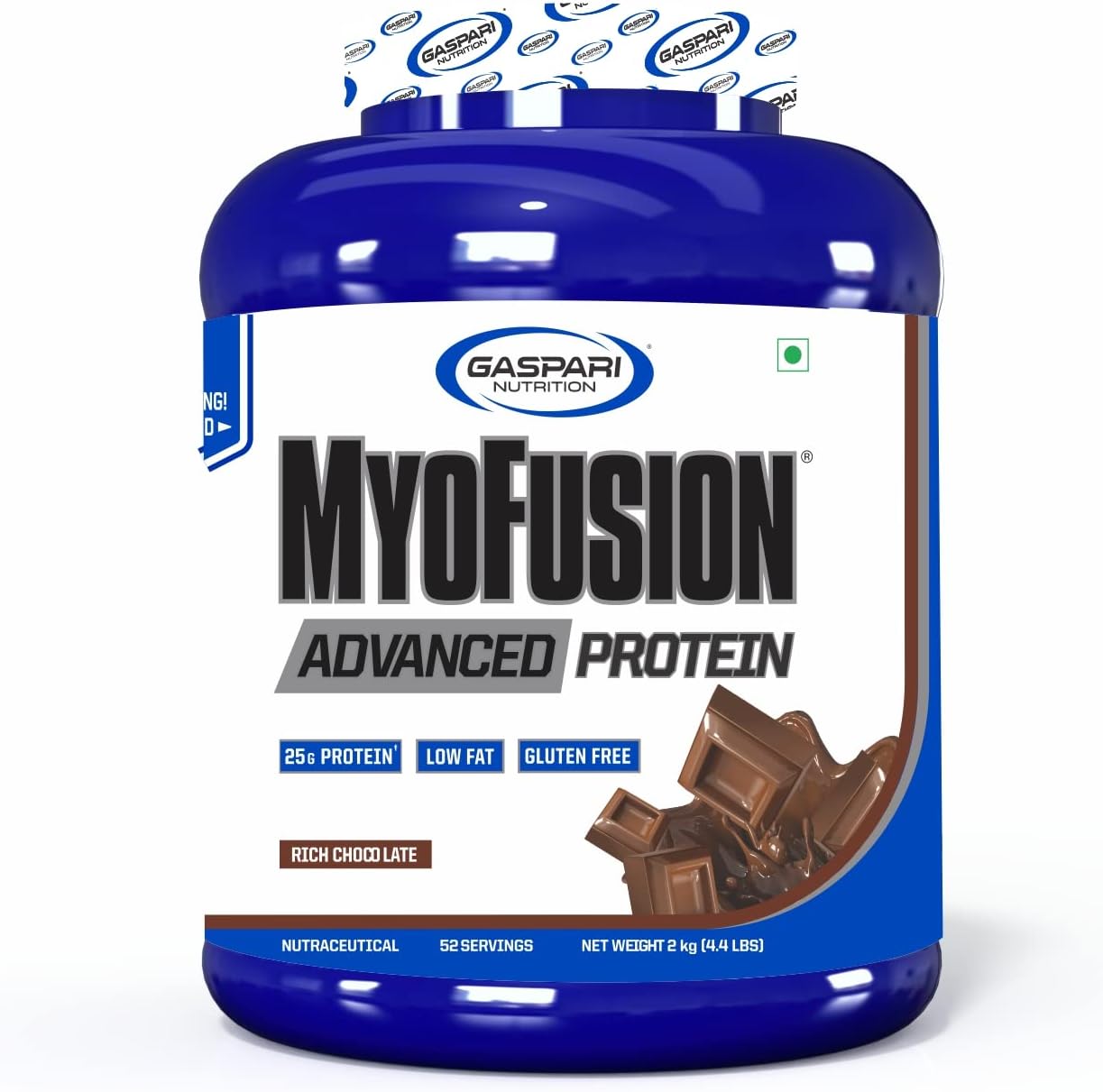 Gaspari Nutrition Myofusion Advanced Whey Protein Powder - 25g Protein Per Serving, Rich Chocolate - 2 kgs (4.4 LBS)