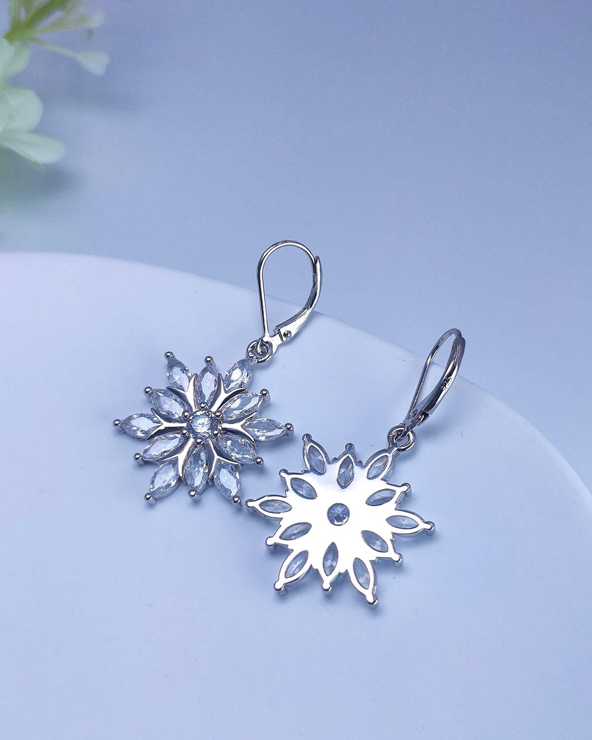 WASEE Snowflake/Christmas Tree Earrings for Women 925 Sterling Silver Leverback Earrings Holiday Winter Jewelry Gifts for Her
