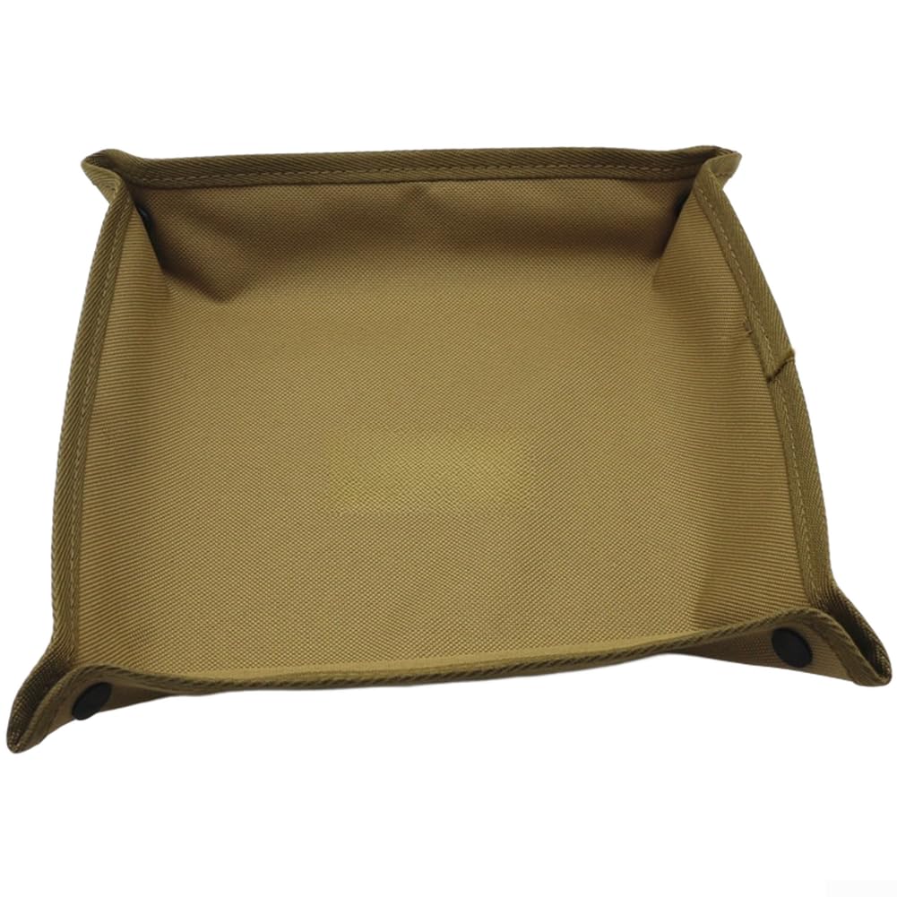 Square Folding Storage Tray Constructed from 900D Oxford Material for Consistent Performance Outdoor Travel and Indoor Use (L-Khaki)