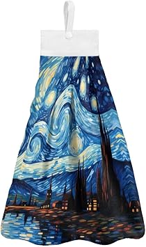 Kitchen Hand Towels Van Gogh Starry Night Hanging Kitchen Towels Absorbent Kitchen Towel with Loop Hanging Towel with Hanging Loop Fast Drying Dish Tea Towels for Kitchen