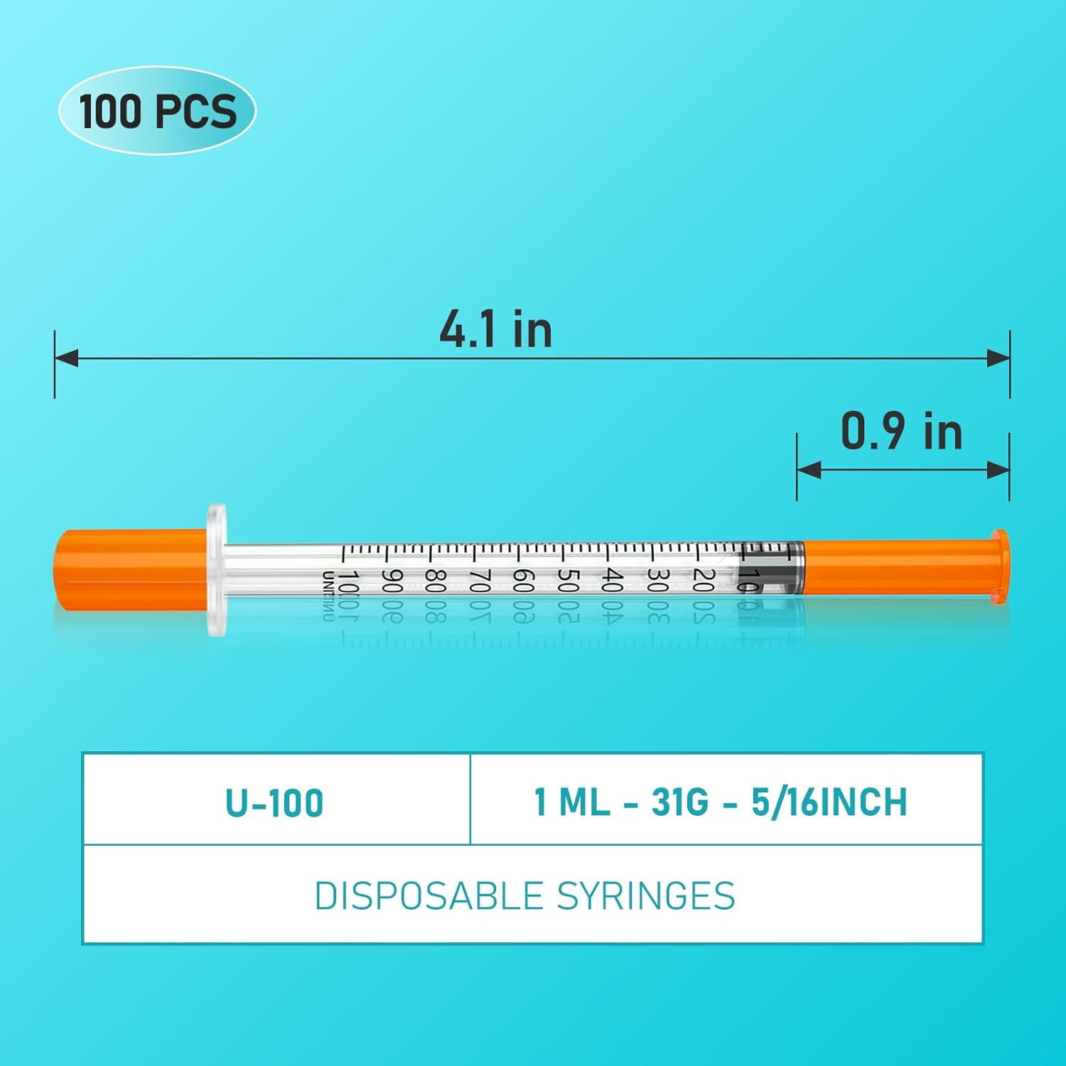 31G 1ml/cc 5/16"(8mm) Individually Wrapped Lab Supplies，Pack of 100