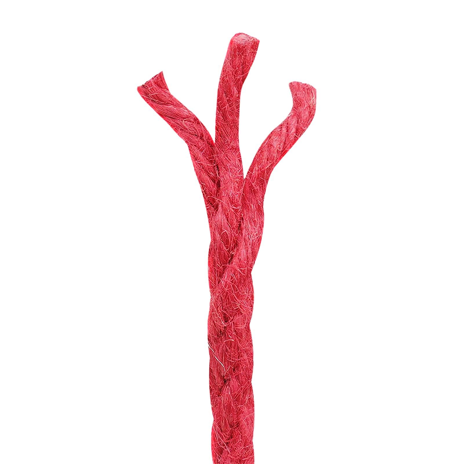 Corda di iuta rossa 100% Tossa, 3 strati, diametro 5 mm, versatile, per giardino, fai da te, fissaggio e trasporto, con affidabile protezione per nodi, 2 pezzi