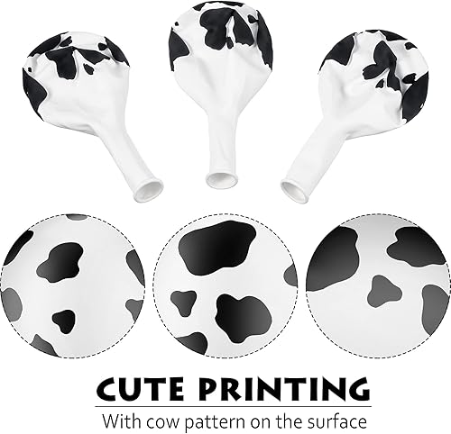 Miniatura 4 de 25 globos con estampado de vaca de 12 pulgadas, globos de látex de animales de granja para vaquero occidental, cumpleaños, granja, baby shower,