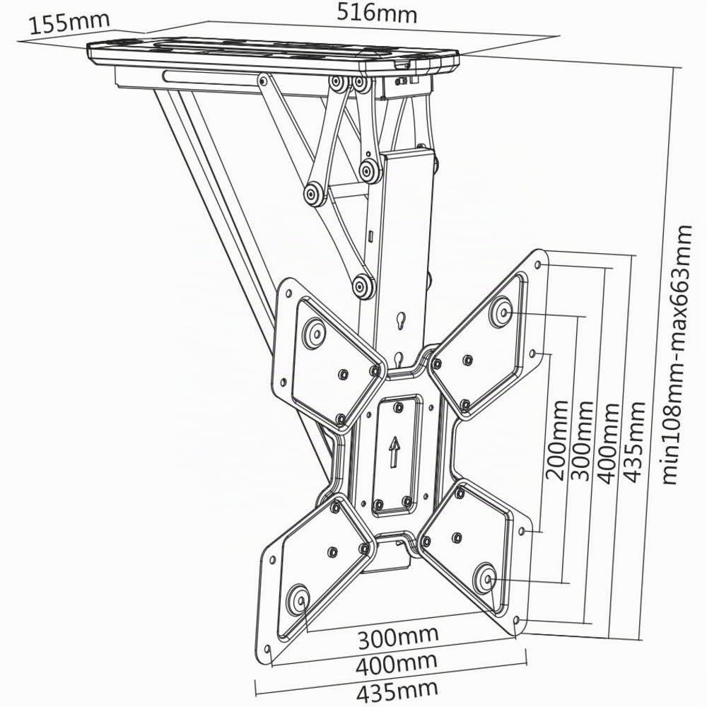 HL12M - Supporto da soffitto pieghevole per TV