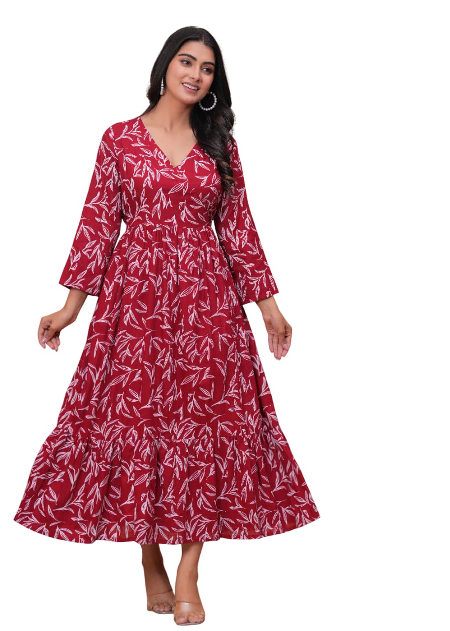 khejal Women Cotton Maternity & Feeding Gown | All Over Floral Printed Kurti | Stylish Pregnancy Outfit for Expecting Mothers-picture-4