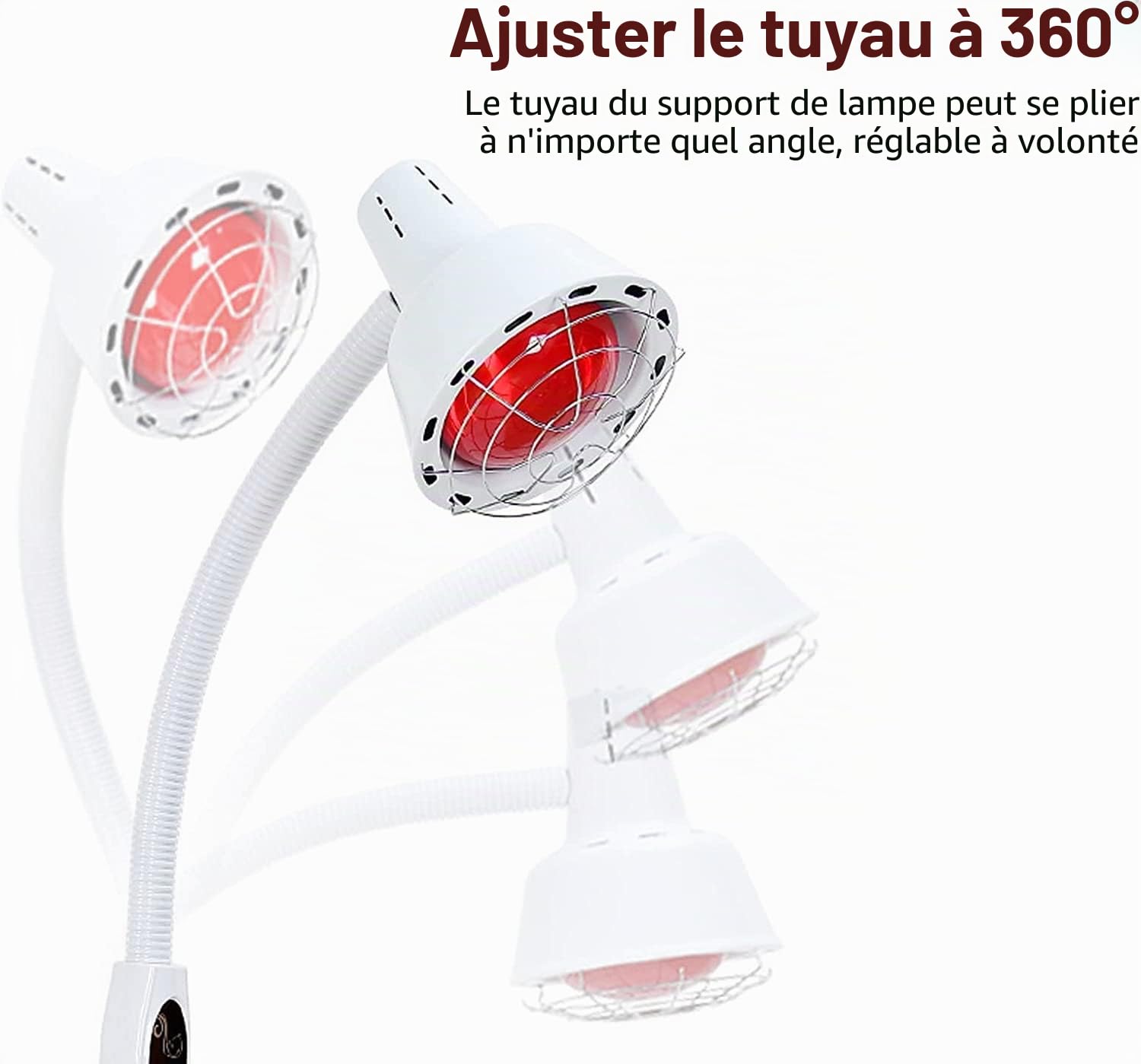 Lampe infrarouge - Rotation à 360° - Lampe chauffante infrarouge avec support - 275 W - Pour le traitement du rhume et la relaxation musculaire