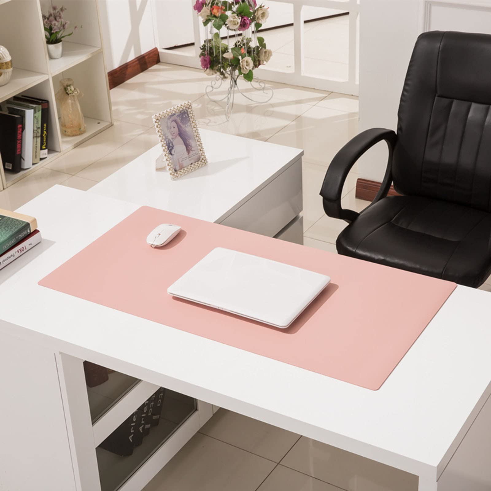 Multifunzionale Impermeabile Sottomano Da Ufficio Antiscivolo Cuoio Tappetino Mouse Gioco Tappetino Mouse Per Ufficio Casa Tastiera,Grande PU Cuoio Tappetino Da Scrittoio-Rosa. 60x120cm(24x47inch)