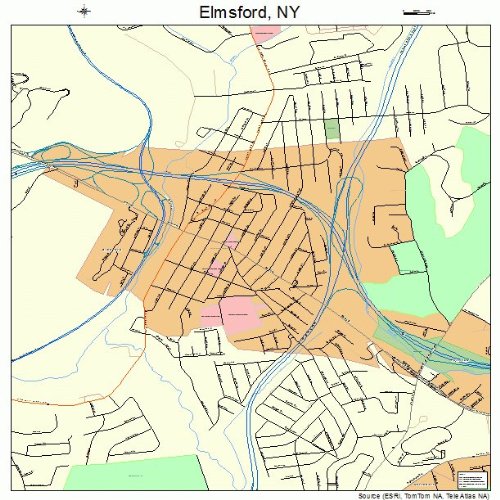 Large Street & Road Map of Elmsford, New York NY Printed poster size
