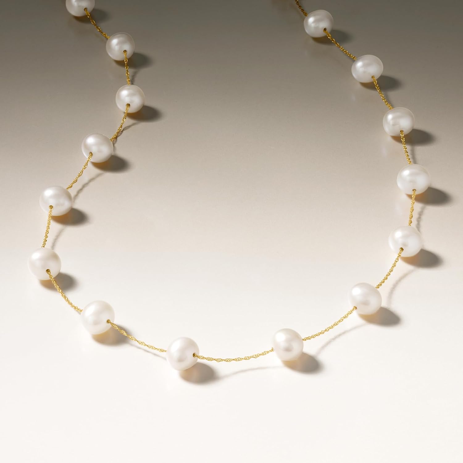 Ross-Simons 7-7.5mm Cultured Pearl Station Necklace in 14kt Yellow Gold