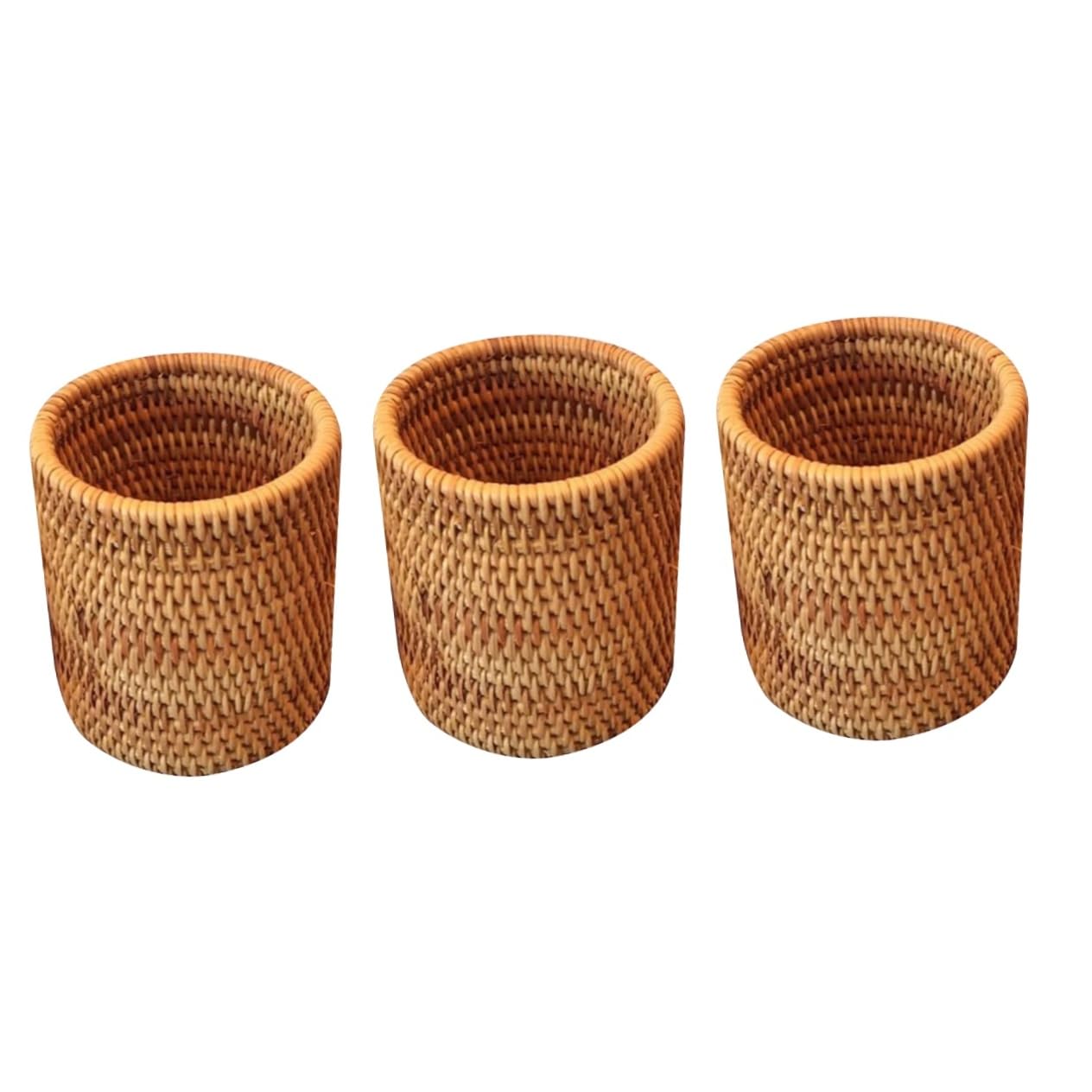 Panière de rangement rotin pour thés panier vannerie bureau maison conteneur cylindrique