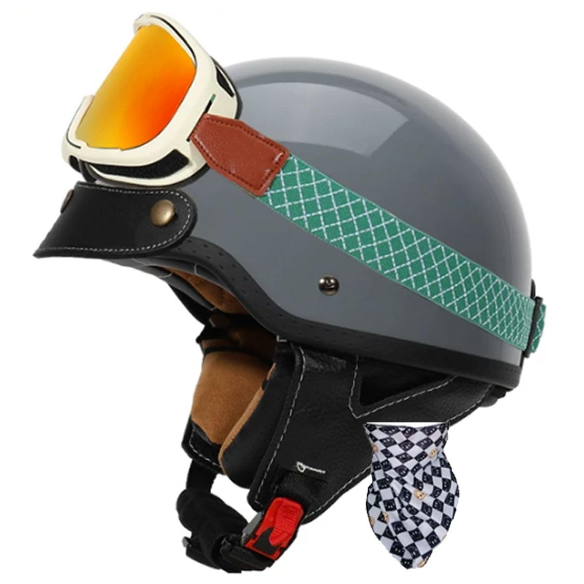 Mezzo Casco Motociclista Caschi Cromwell Con Occhiali Retrò Casco Aperto Tedesco Moto Caschi Jet E Demi-Jet Omologati ECEDOT Ciclomotore Cruiser Cascos A Scodella