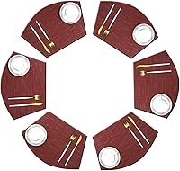 Vista 18 de Juego de 6 manteles individuales de cuña para mesa redonda de vinilo tejido de vinilo antideslizante de plástico (champán)