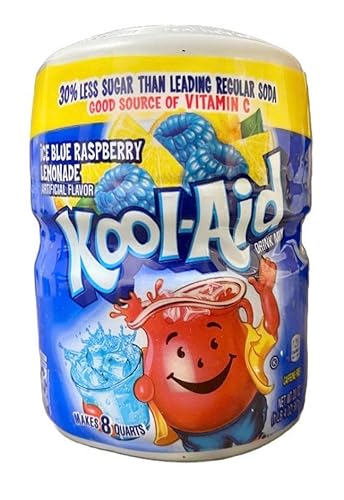 (Pack Of 4) Kool-Aid Caffeine Free Blue Raspberry Lemonade Sweetened Powdered Drink Mix 20 Oz Canisters (Free Miras Trademark 2-In-1 Measuring Spoon Included!) #TOP1