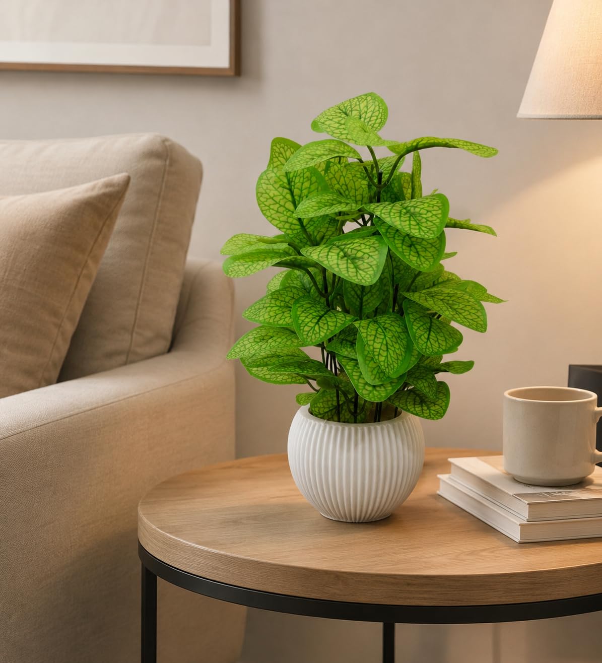 Artificial Fittonia Plant with White Pot – 35 cm Faux Greenery for Home, Office & Living Room Decor-image-33