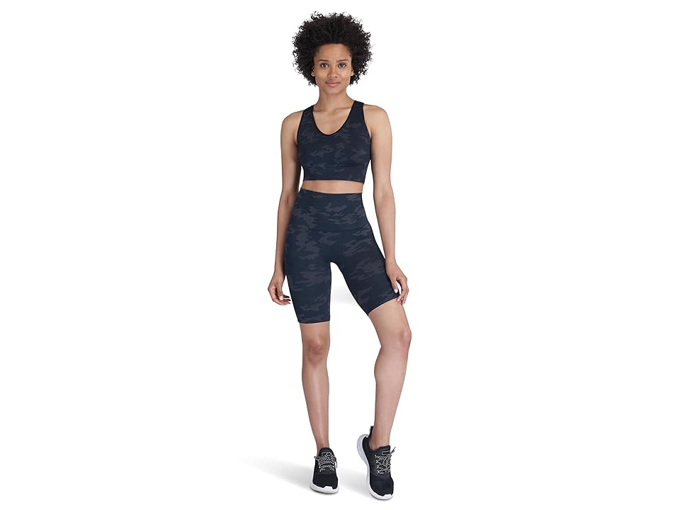 Spanx Lamn Active Seamless Crop Top (Black Camo) Women's Clothing INTERNATIONAL SHIPPING