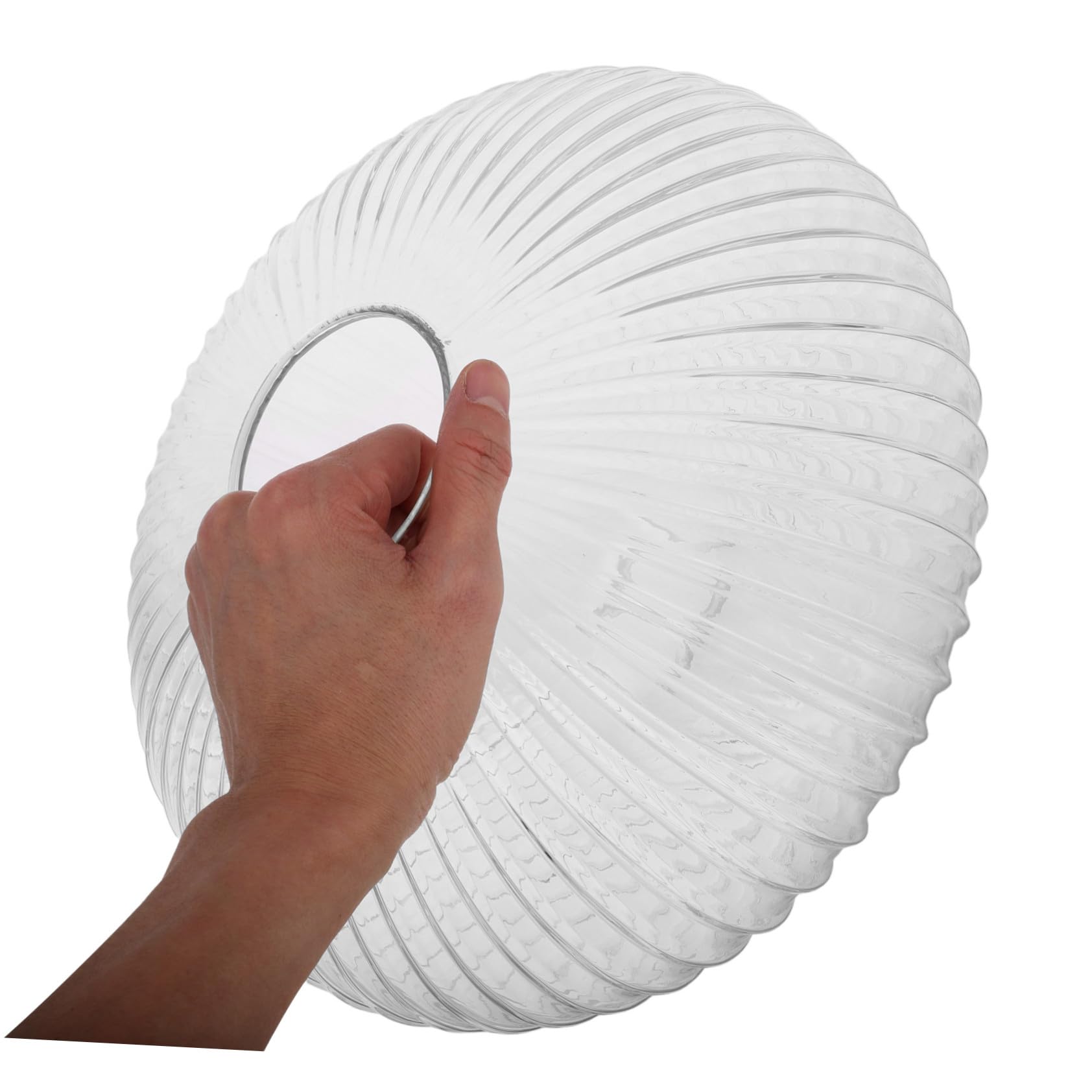 BESTYASH Pantalla de Lámpara Colgante Globo Redondo 300x170 Mm Vidrio Rayado Transparente Cubierta Iluminación Vidrio Resistente para Lámpara de Cristal Uso Interior Hogar Reemplazo