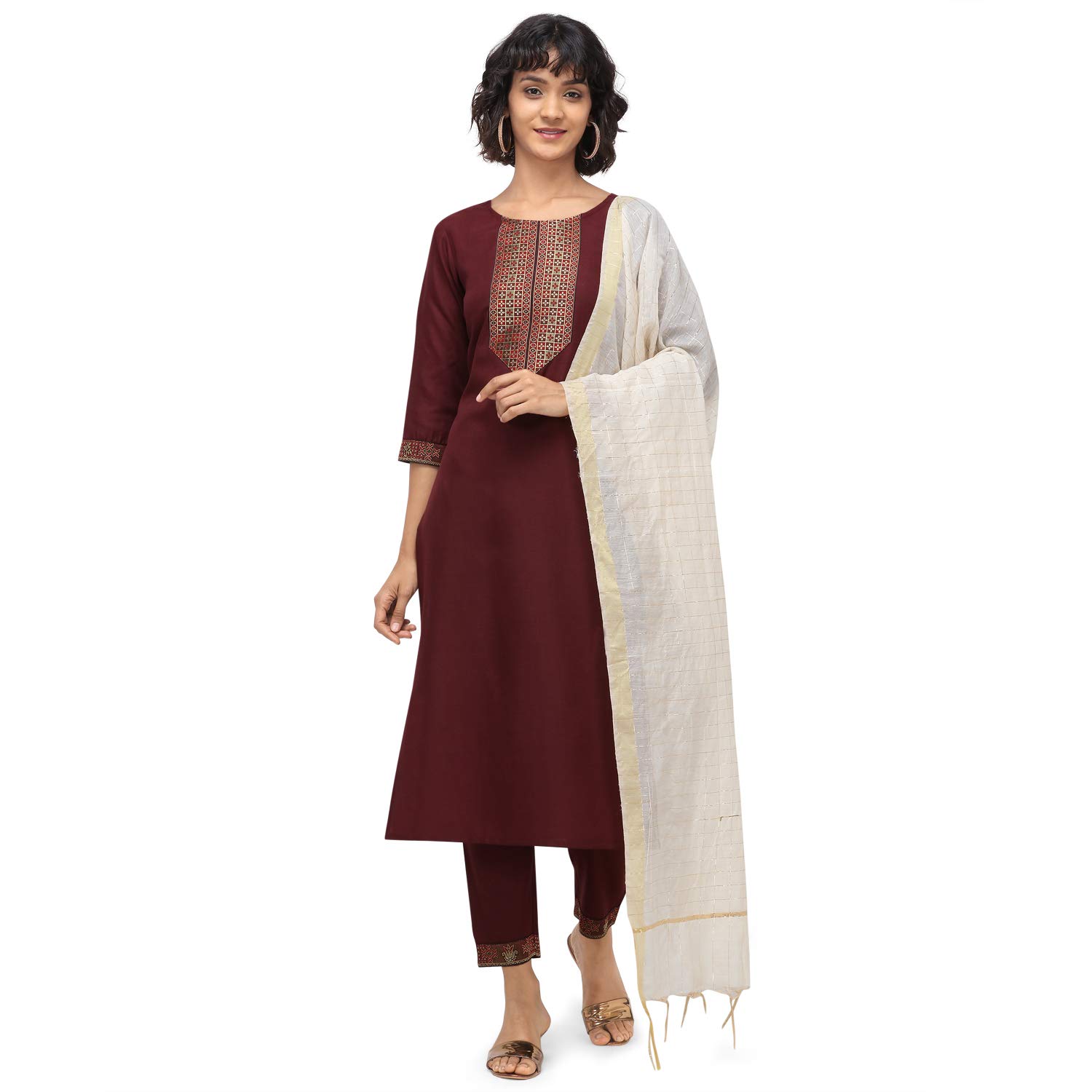 NAINVISHWomen SD095 KURTI BOTTOME & DUPPTA (pack of 2)