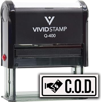 Rubber Stamp C.O.D. Cash On Delivery Self Inking Rubber Stamp Black Ink - Q-400